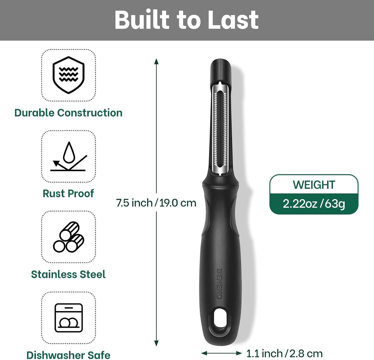 Beneno Stainless Steel Serrated Swivel Tomato Peeler
