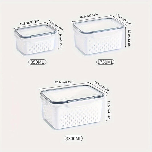 3pcs 4 in 1 Fruit Storage Containers for Fridge with Removable Colanders