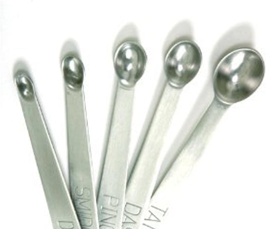 Norpro Mini Stainless Steel Measuring Spoons, Set of 5 (tad, dash, pinch, smidgen and drop), 5" x .5" x .5"
