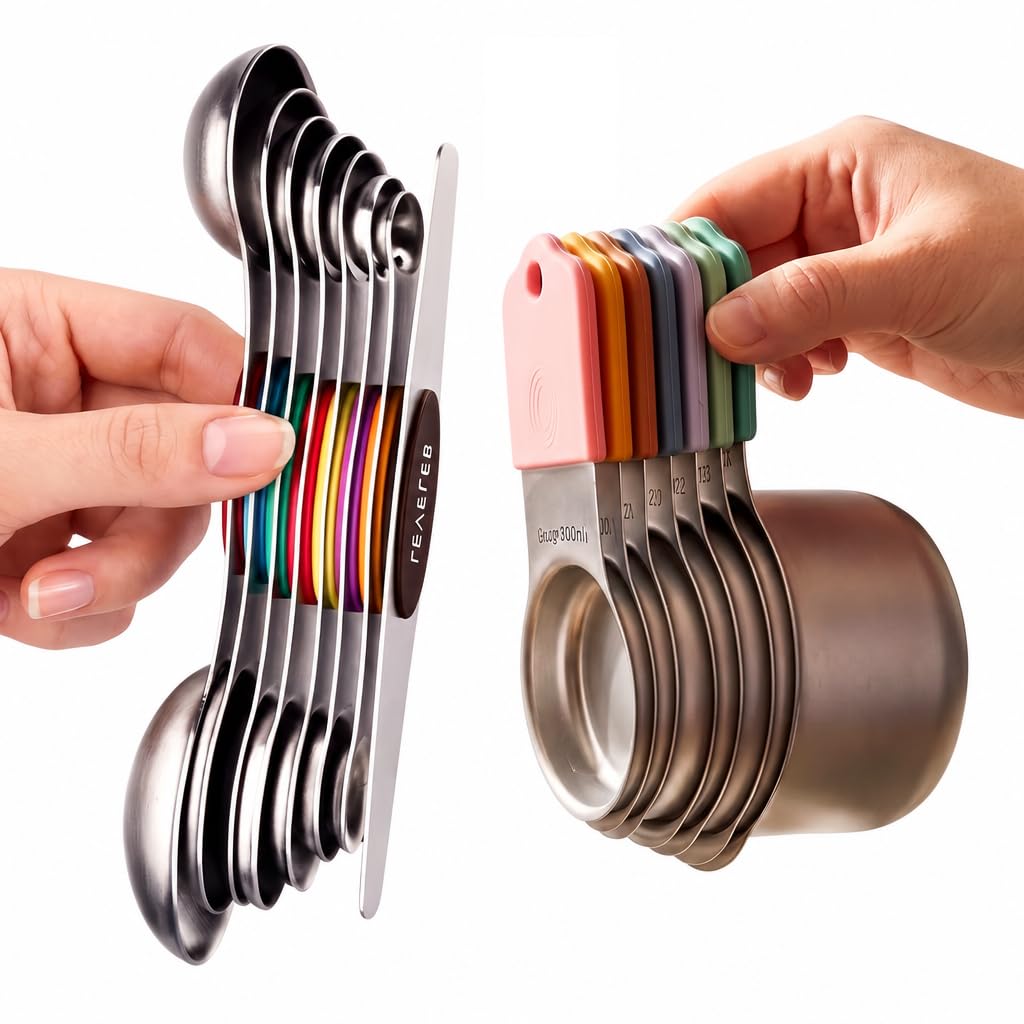 EDELIN Magnetic Measuring Cups & Spoons Set, Multicolour, 15 Sets