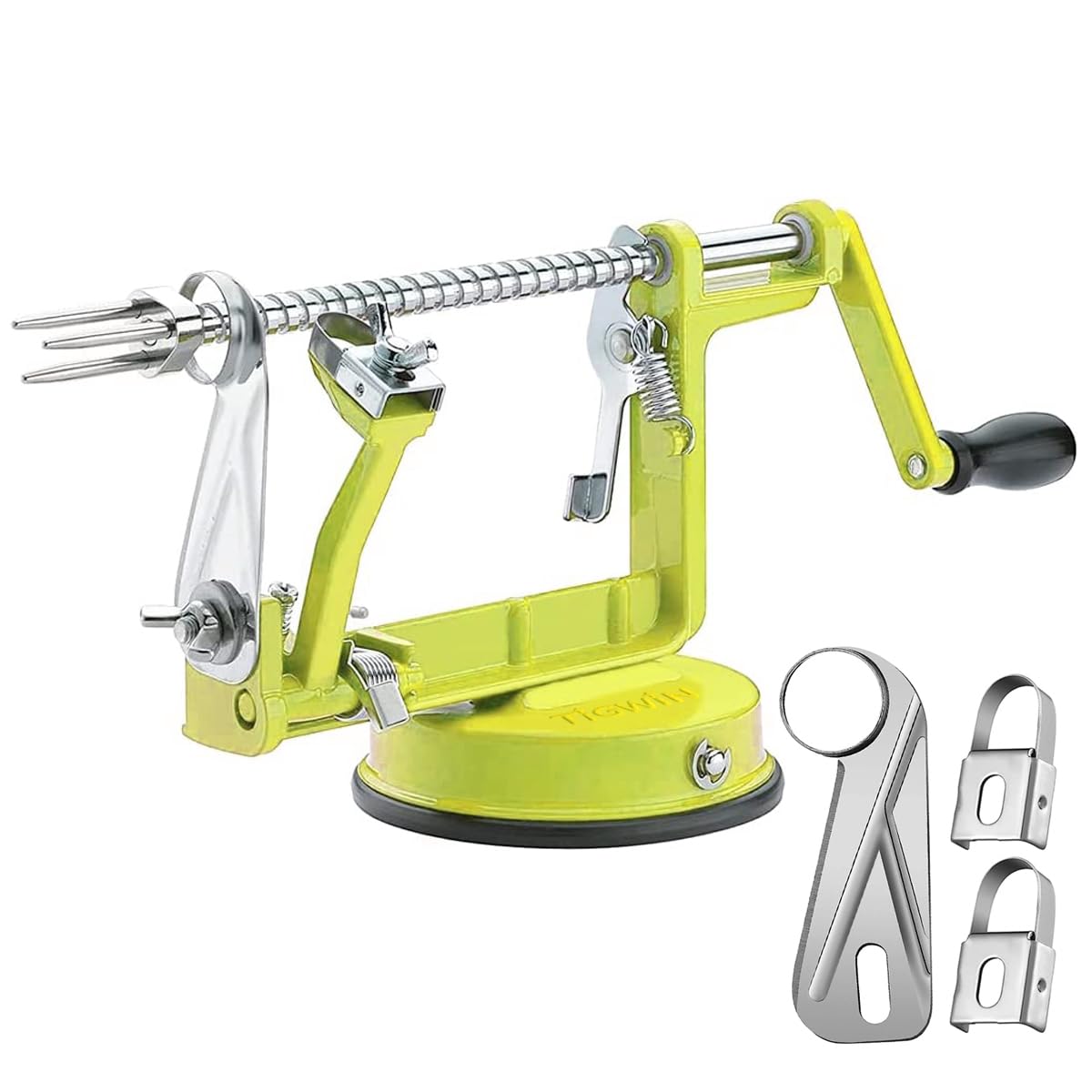 Apple Peeler Corer, Long lasting Chrome Cast Magnesium Alloy Apple Peeler Slicer Corer with Stainless Steel Blades and Powerful Suction Base for Apples and Potato(Blue)