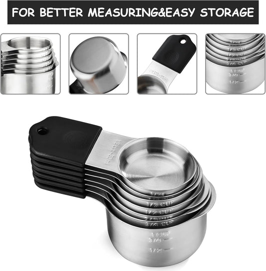Magnetic Measuring Cups and Spoons Set, 304 Stainless Steel Fits