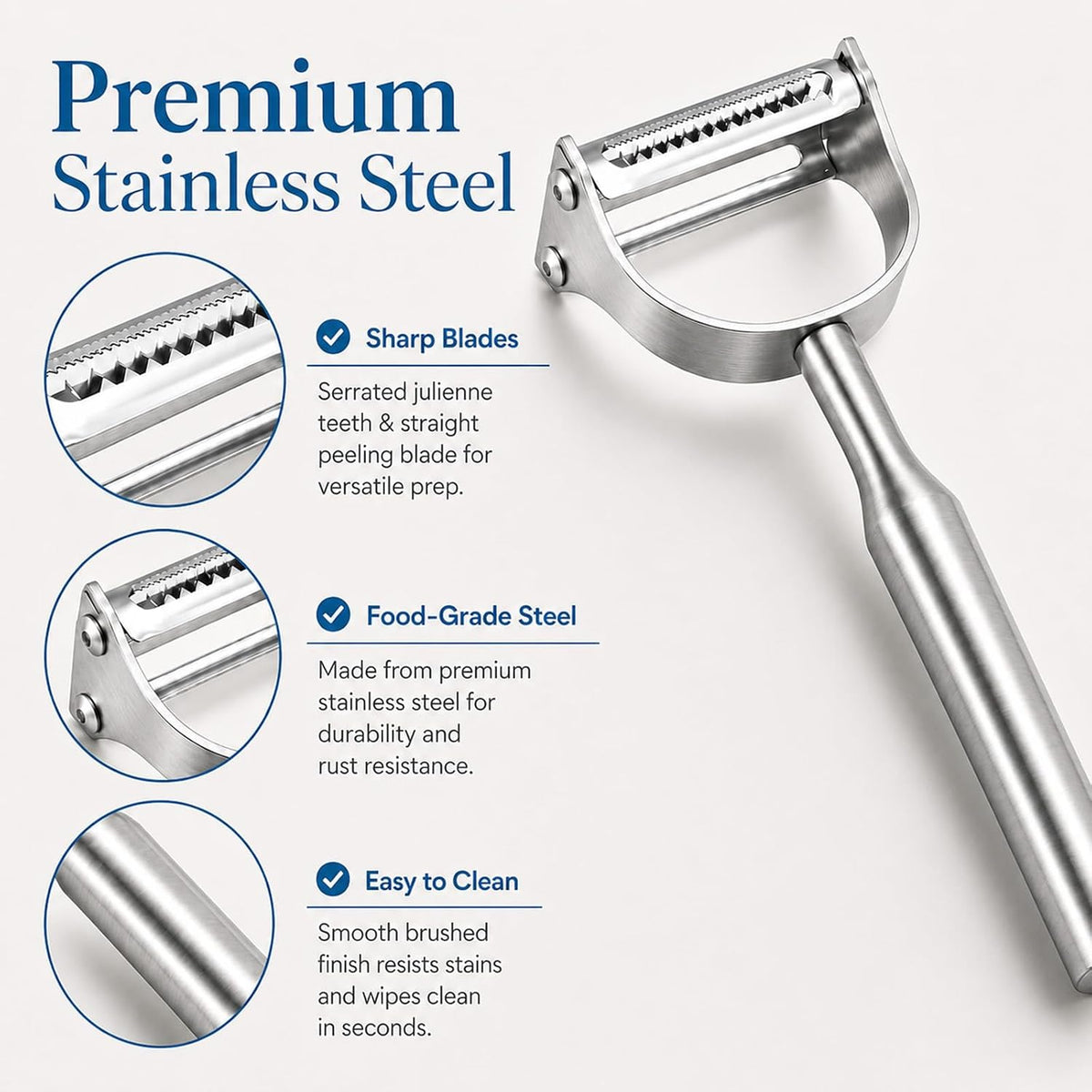 Julienne Peeler, 2-in-1 Stainless Steel Vegetable Peeler & Shredder