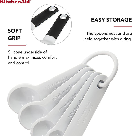 KitchenAid Plastic Measuring Spoons, Set Of 5, White