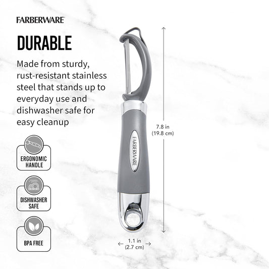 Farberware Euro Vegetable Peeler with Swivel Blade Jewel Grey
