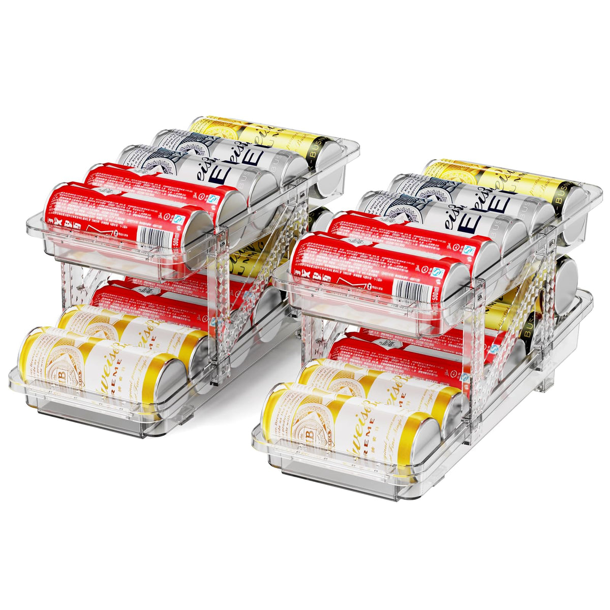 Jsyrjing Drink Organizer for Fridge, Adjustable Soda Can Dispenser 2 Pack