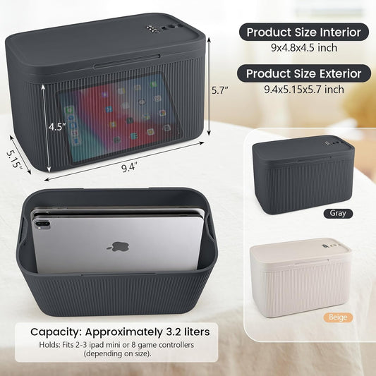 Upgraded Taller Size Medicine Lock Box,Lockable Storage Box with Combination Code for Medication Safe,Lock Box for Pills/Snack/Ipad Mini,Locked Container for Home/Office 9.4X5.15X5.7inch Medium