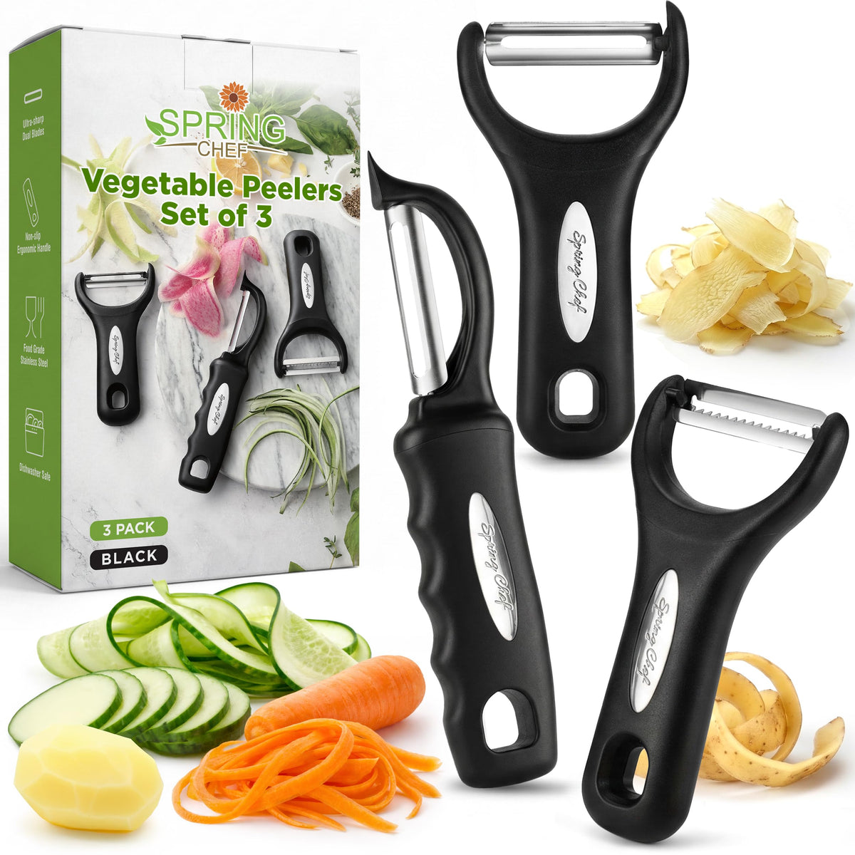Spring Chef Set of 2 Stainless Steel Y Shaped Vegetable Peeler for Kitchen
