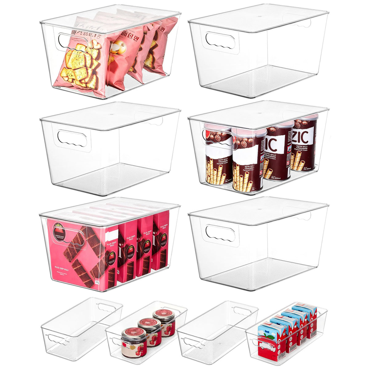 Vtopmart 6 Pack Clear Storage Bins, Pantry Storage Bins with Handle, XL