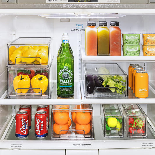 Sorbus Clear Stackable Storage Drawers for Refrigerator (Medium, 2 Pack)
