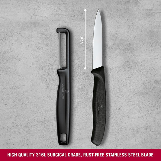 Victorinox Swiss Classic 2 PC Paring Knife and I-Peeler Set, Black