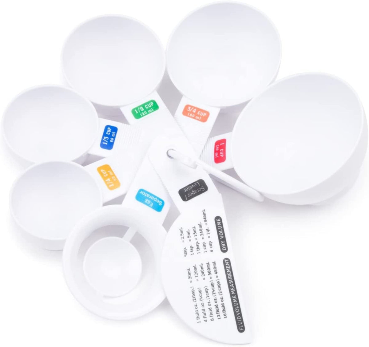 Fox Run 6-Piece Plastic Measuring Spoon Set White, 1.6 x 9 x 3 inches