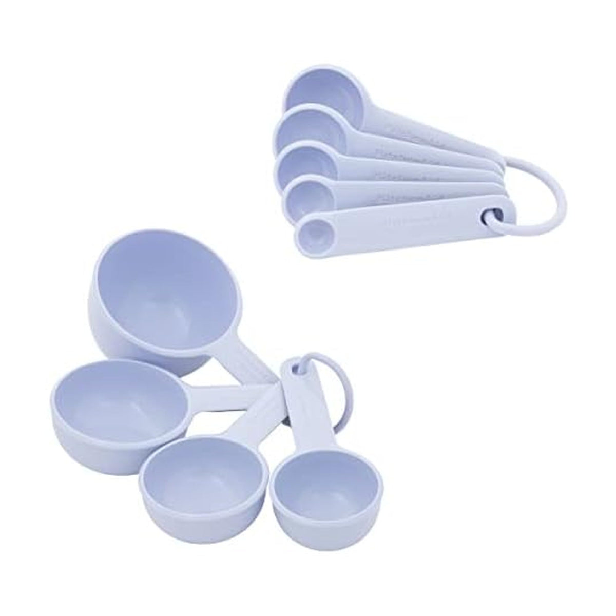 KitchenAid Universal Easy To Read Measuring Cup and Spoon Set with Soft Grip Handle for Maximum Control, Hang Hole and Nesting For Easy Storage, Dishwasher Safe, 9 Piece, Blue Velvet