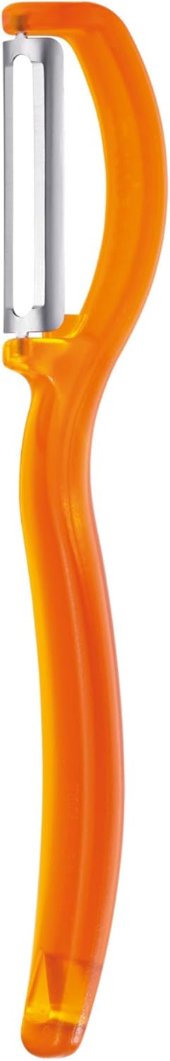 triangle Swivel Peeler, Orange - Stainless Steel Straight Twin Blade