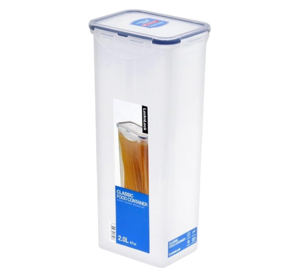 LOCK & LOCK Easy Essentials Food Lids/Pantry Storage/Airtight Containers, BPA Free, Rectangle - 8 Cup - for Cookies, Clear