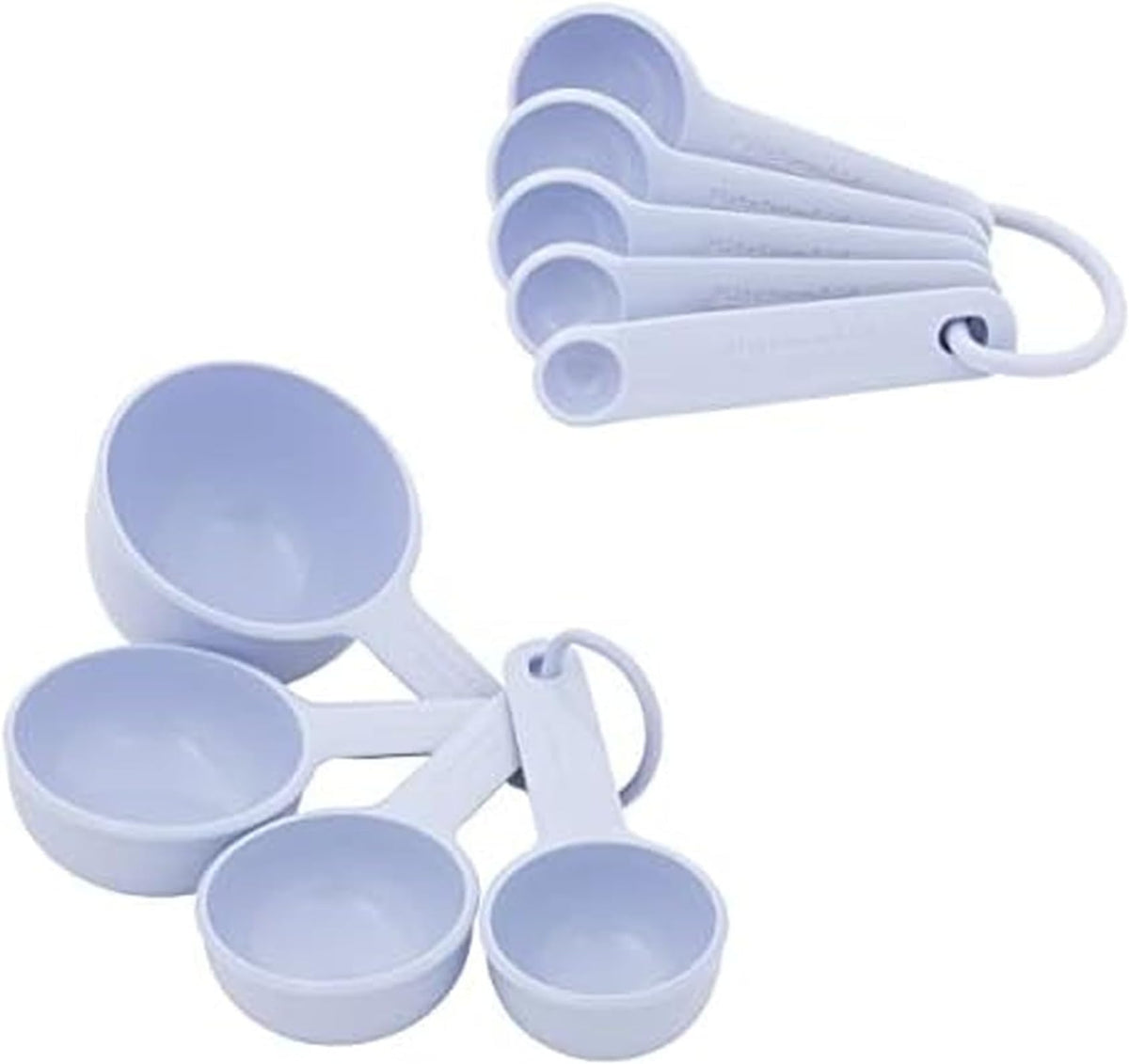 KitchenAid Universal Easy To Read Measuring Cup and Spoon Set with Soft Grip Handle for Maximum Control, Hang Hole and Nesting For Easy Storage, Dishwasher Safe, 9 Piece, White