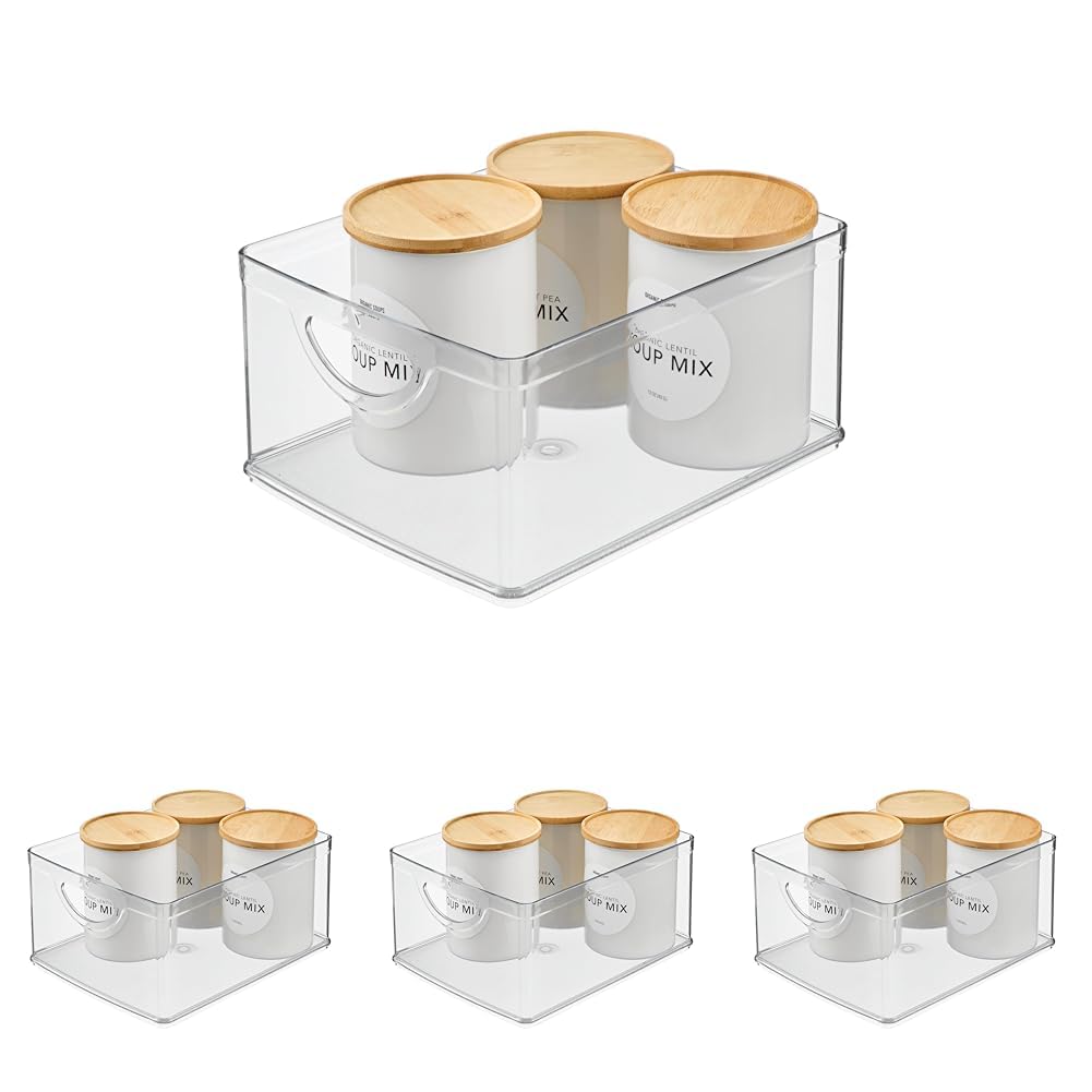 iDesign Plastic Stackable Kitchen Cabinet Storage Bin, Clear