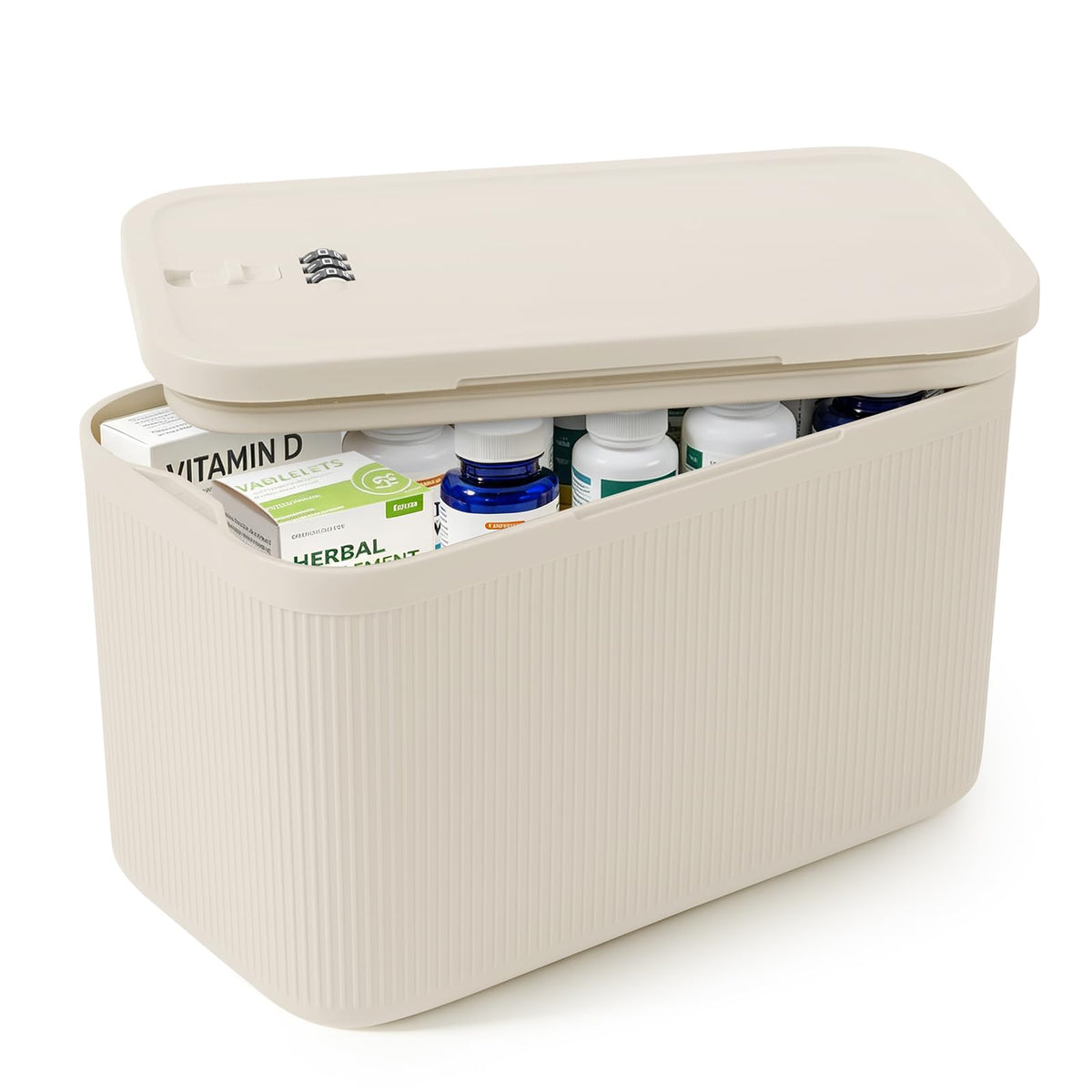 Medication Lock Box with Combination Lock, Keyless Small Box for Fridge Pills Phone Medicine - Home Office Travel Dorm