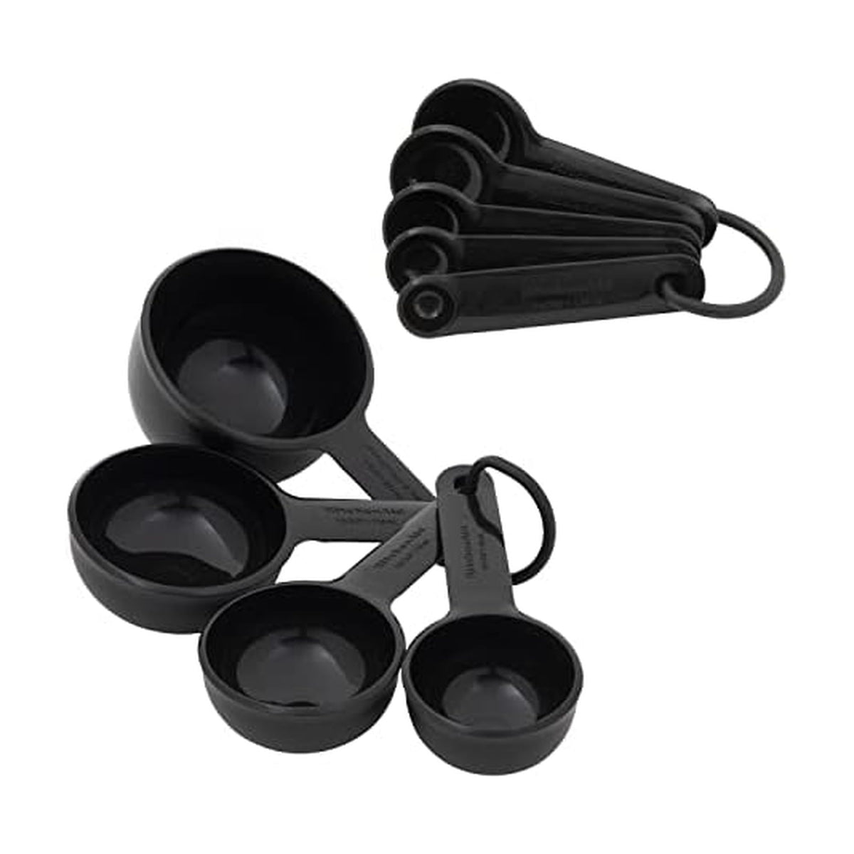 KitchenAid Universal Easy To Read Measuring Cup and Spoon Set with Soft Grip Handle for Maximum Control, Hang Hole and Nesting For Easy Storage, Dishwasher Safe, 9 Piece, White