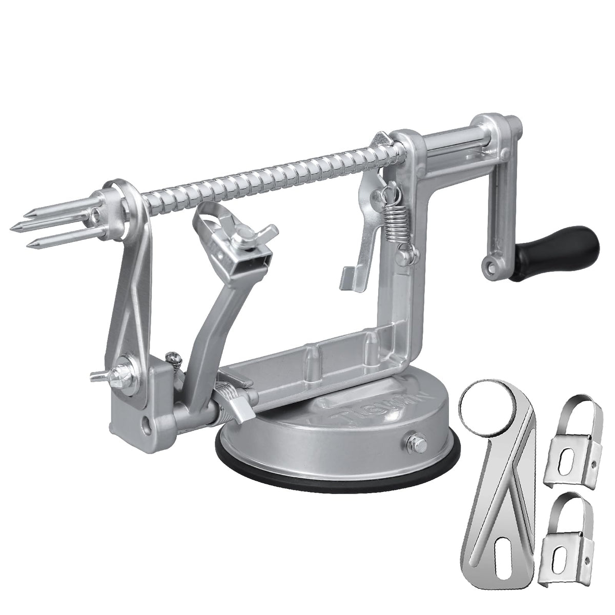 Apple Peeler Corer, Long lasting Chrome Cast Magnesium Alloy Apple Peeler Slicer Corer with Stainless Steel Blades and Powerful Suction Base for Apples and Potato(Blue)