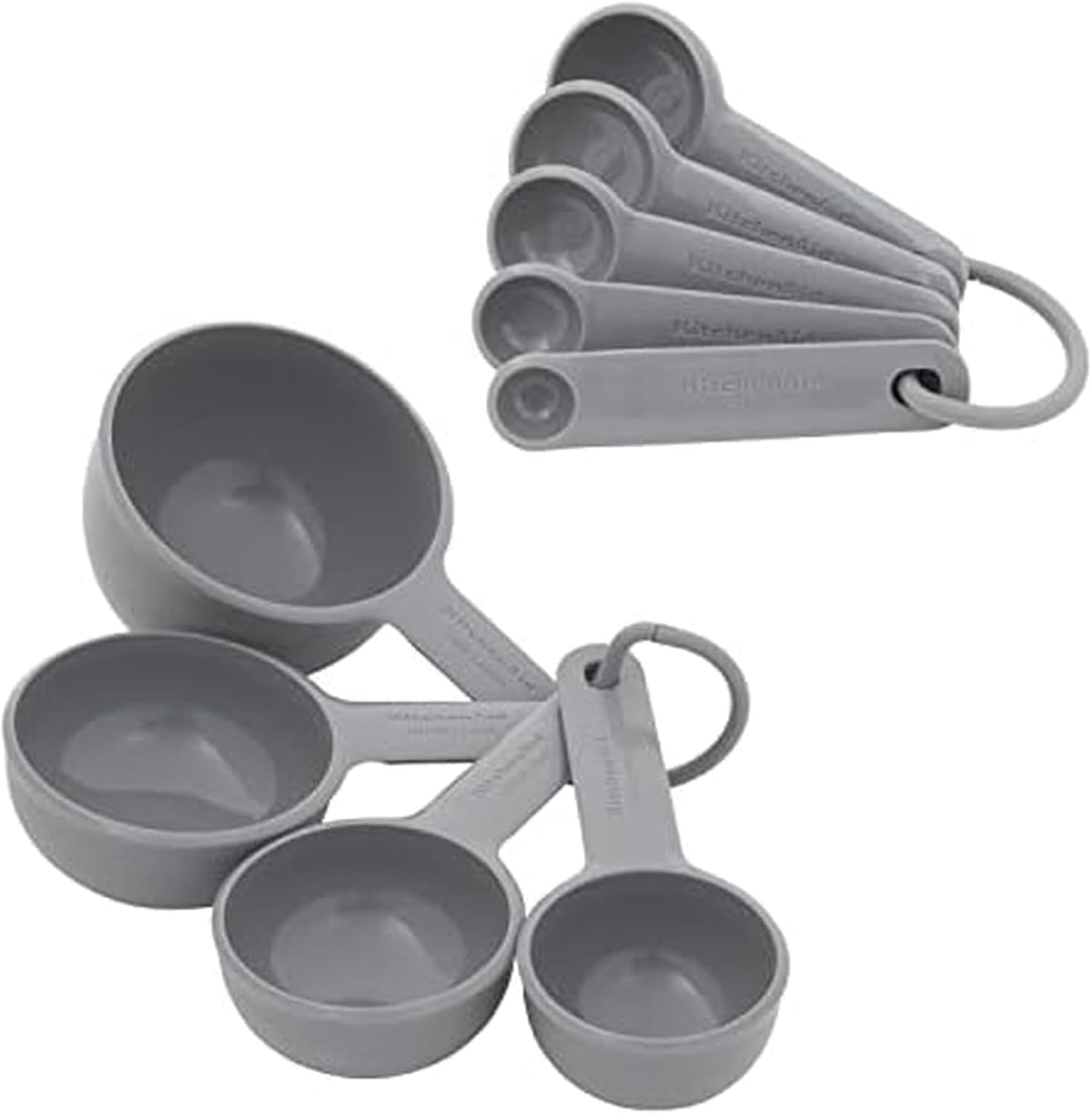 KitchenAid Universal Easy To Read Measuring Cup and Spoon Set with Soft Grip Handle for Maximum Control, Hang Hole and Nesting For Easy Storage, Dishwasher Safe, 9 Piece, Blue Velvet