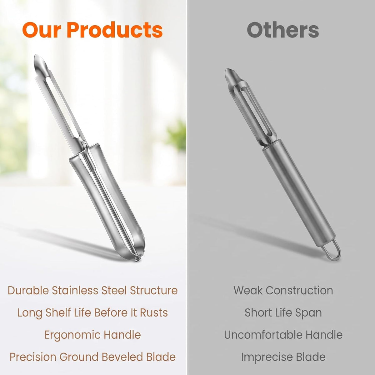 Andibro 3 Pcs Stainless Steel Vegetable Peeler, Potato Peeler with Sharp