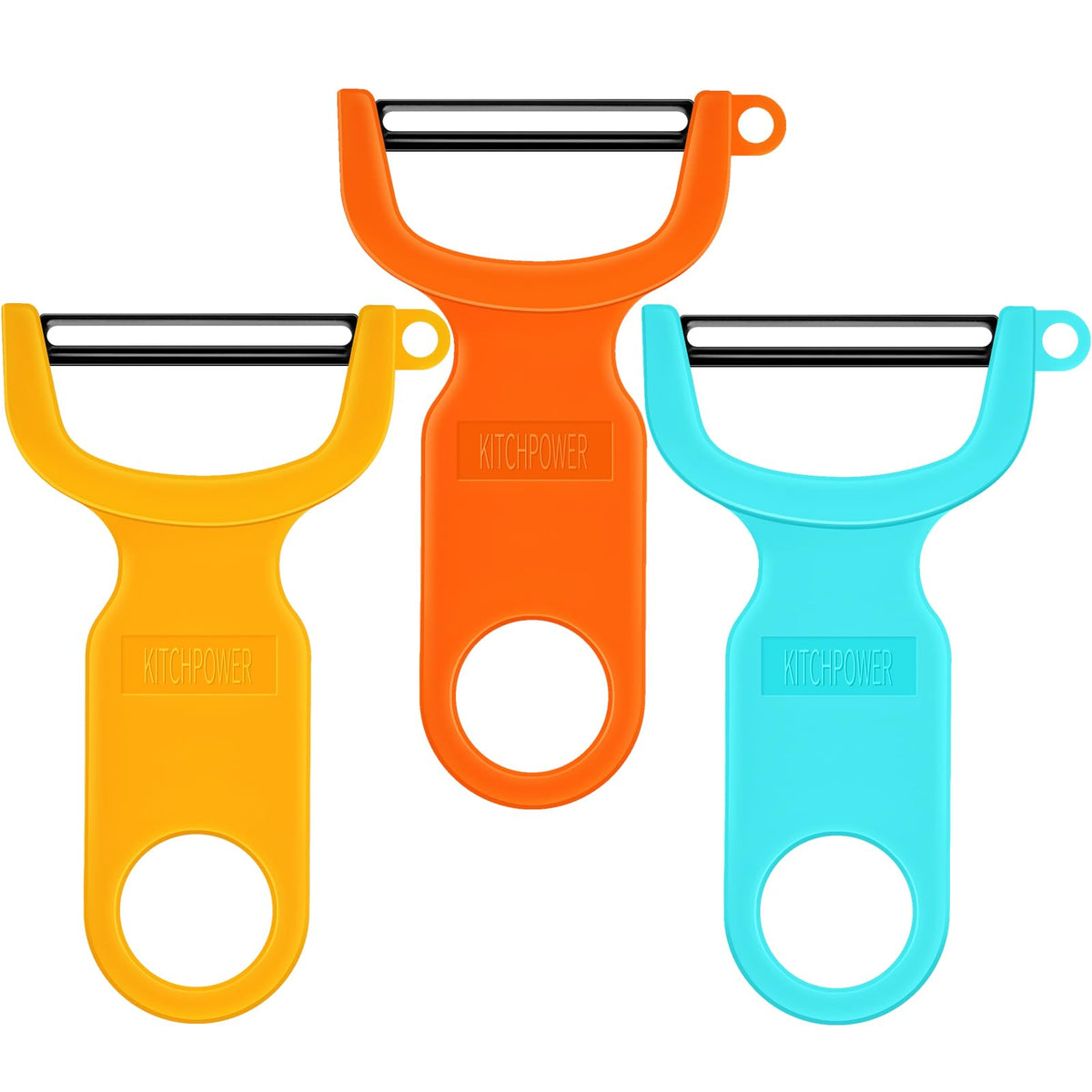 Original Vegetable Peeler, Potato Peelers for kitchen Carbon Steel Blade 3-Pack Green/Orange/Black