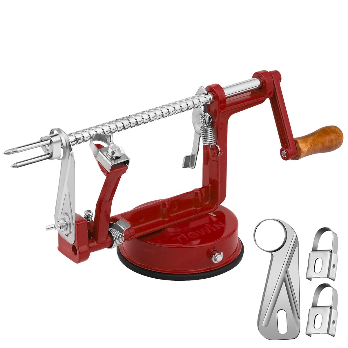 Apple Peeler Corer, Long lasting Chrome Cast Magnesium Alloy Apple Peeler Slicer Corer with Stainless Steel Blades and Powerful Suction Base for Apples and Potato(Blue)