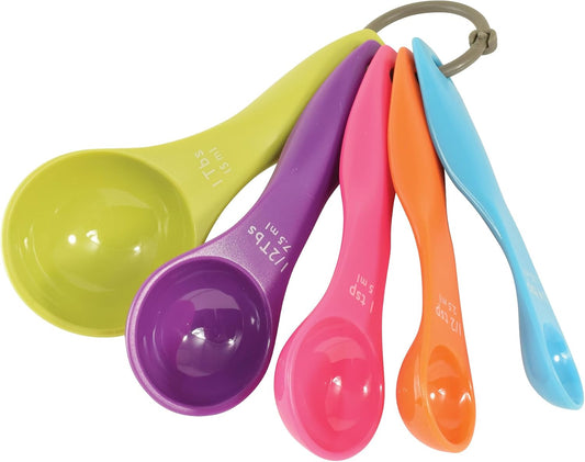R&M Colorful Measuring Spoons 5-Piece Set – Plastic Nesting Measuring Spoon Set with Tablespoon & Teaspoon Sizes for Cooking & Baking