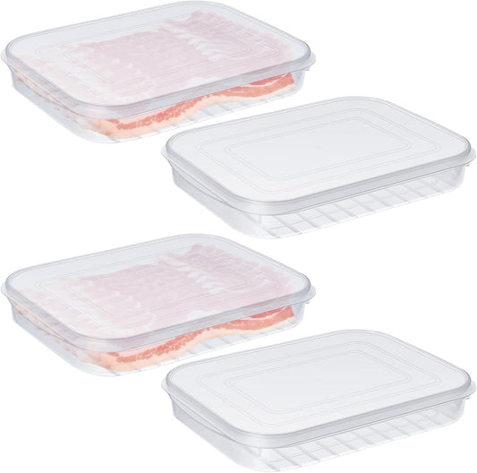 Suclain 4 Pcs Bacon Keeper Deli Meat Container with Lids for Refrigerator