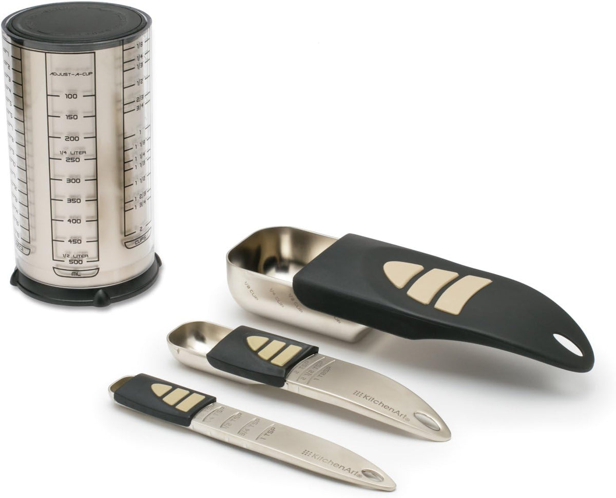 KitchenArt Baker’s Pro Adjust-A-Measure Set, 4-Piece, Satin