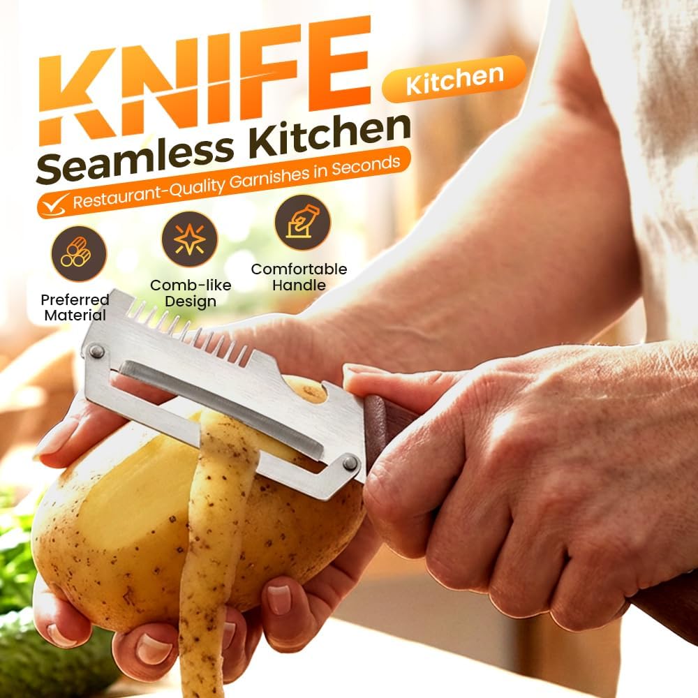Premium Vegetable Peeler with Wooden Handle and Bottle Opener, 2026 Upgrade Multifunctional Vegetable Peeler for Kitchen, Multi-Functional Kitchen Gadgets Tool for Fruit Vegetables Potato (2)