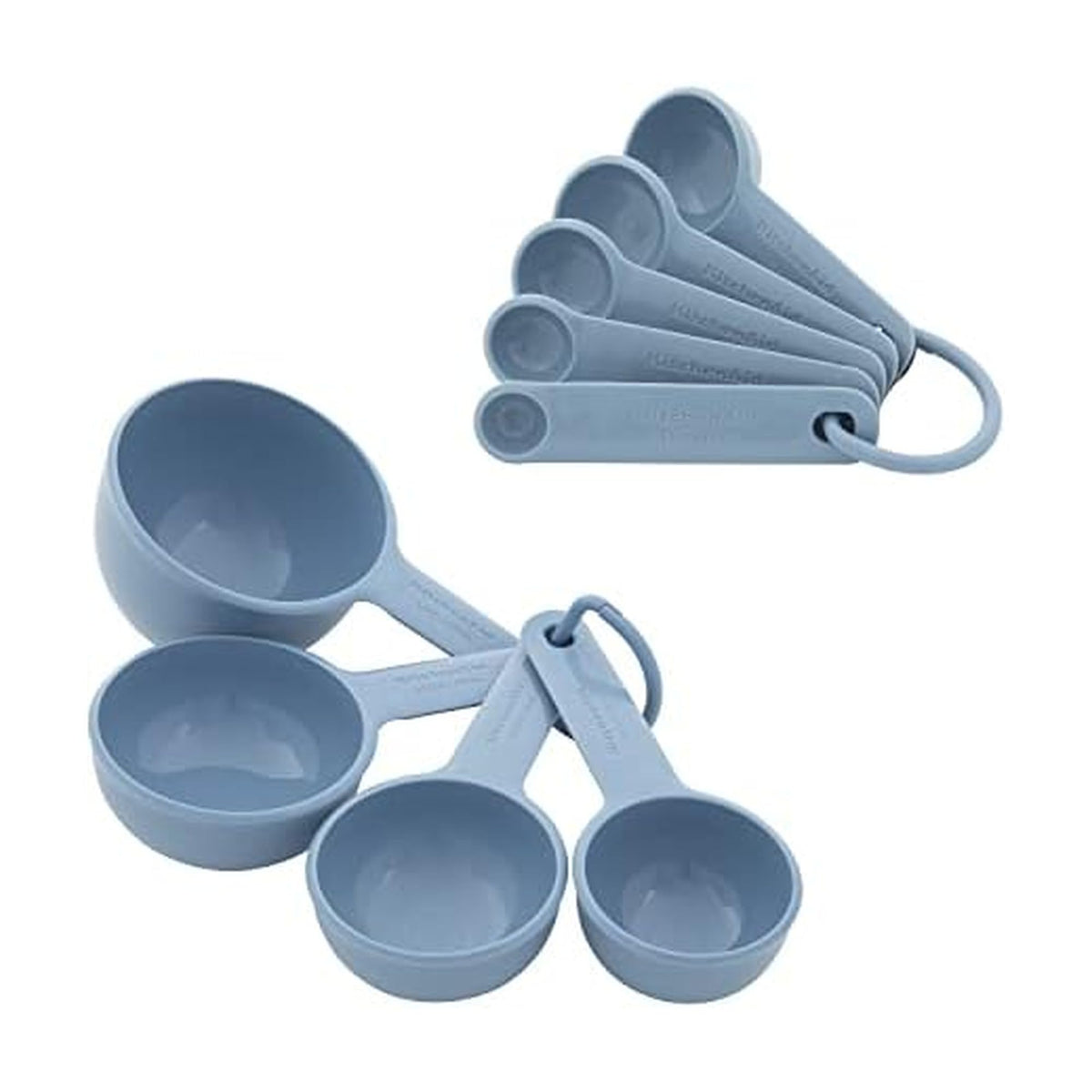 KitchenAid Universal Easy To Read Measuring Cup and Spoon Set with Soft Grip Handle for Maximum Control, Hang Hole and Nesting For Easy Storage, Dishwasher Safe, 9 Piece, White