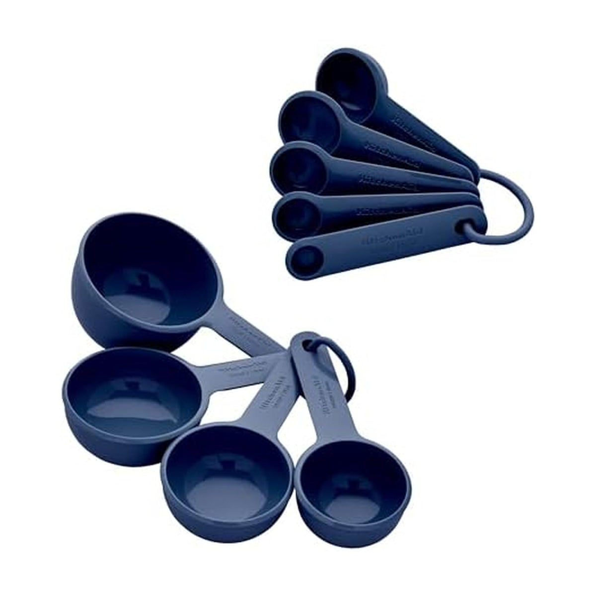 KitchenAid Universal Easy To Read Measuring Cup and Spoon Set with Soft Grip Handle for Maximum Control, Hang Hole and Nesting For Easy Storage, Dishwasher Safe, 9 Piece, White