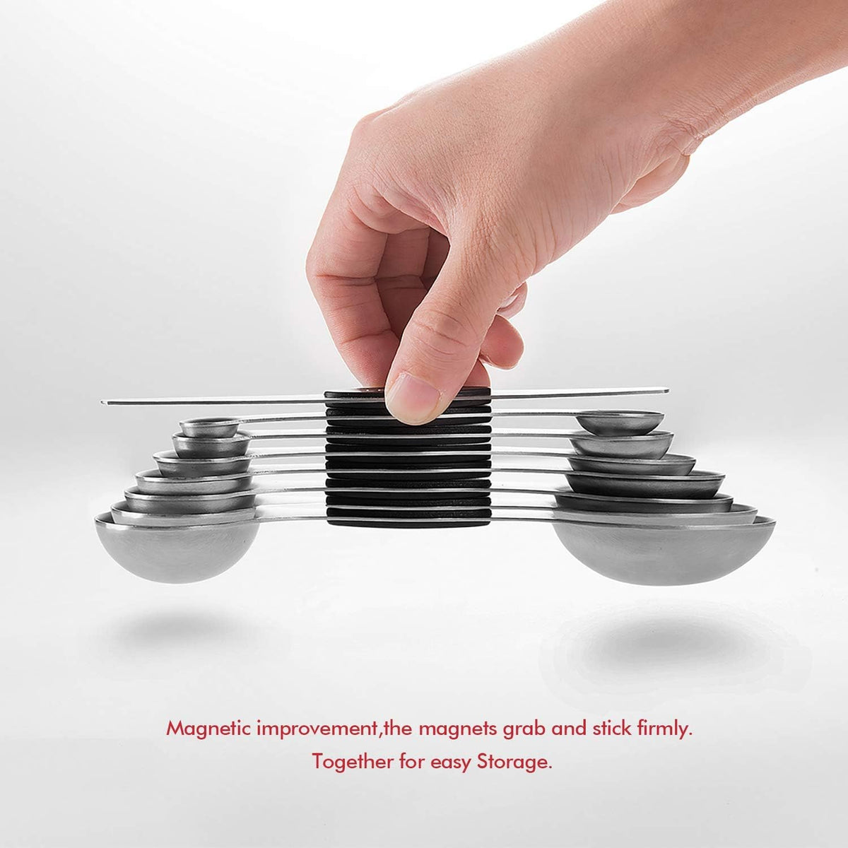 EDELIN Measuring Cups and Magnetic Measuring Spoons Set, Black