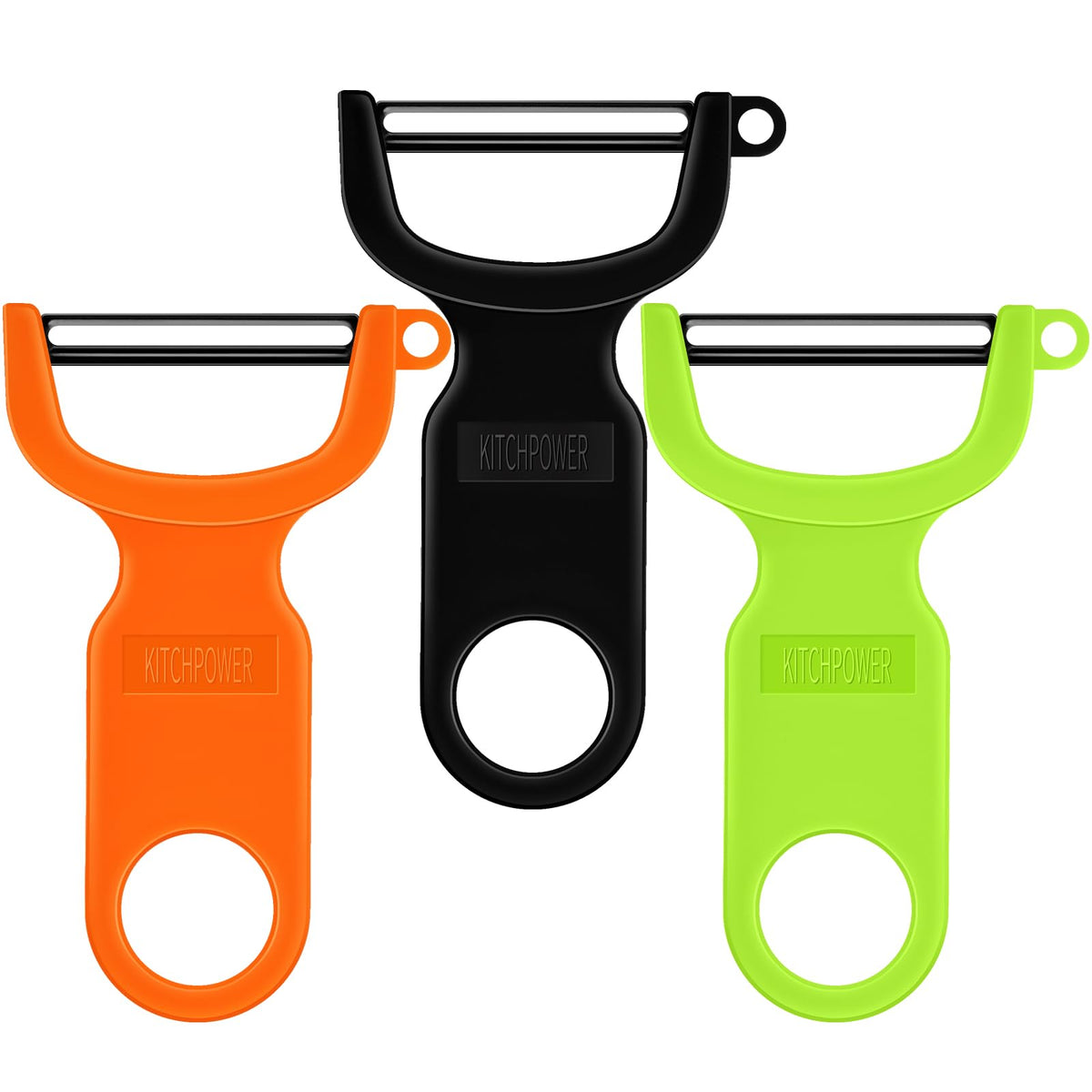 Original Vegetable Peeler, Potato Peelers for kitchen Carbon Steel Blade 3-Pack Green/Orange/Black