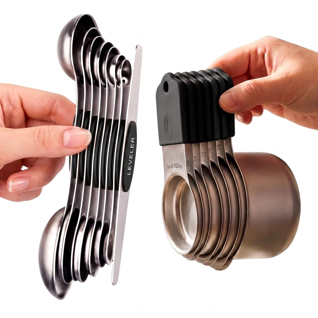 EDELIN Magnetic Measuring Cups & Spoons Set, Multicolour, 15 Sets