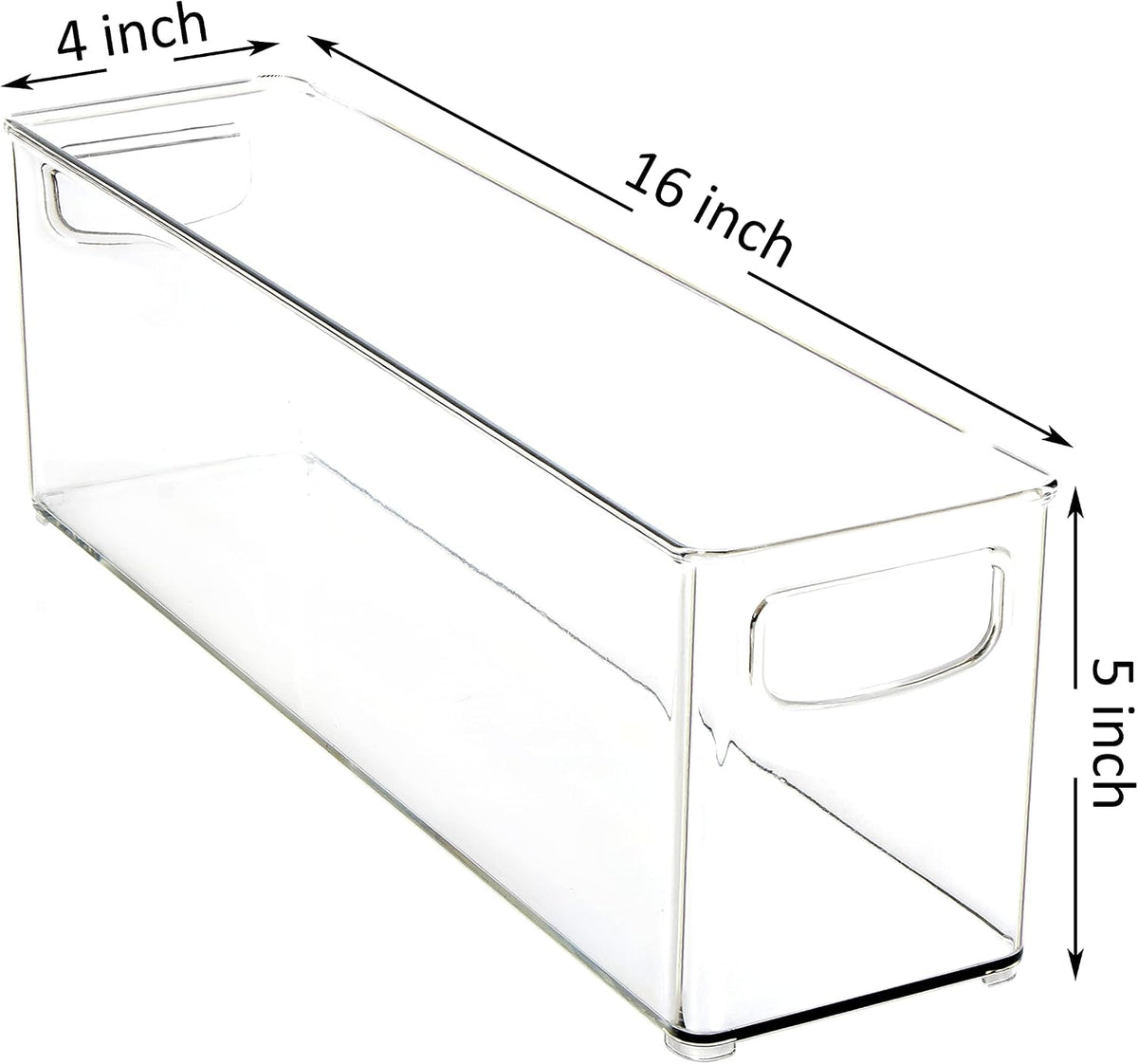 Youngever 2 Pack Stackable Plastic Storage Organizer Container Bin, Stackable Storage Bins with Handler for Refrigerator, Pantry (16" x 4" x 5")
