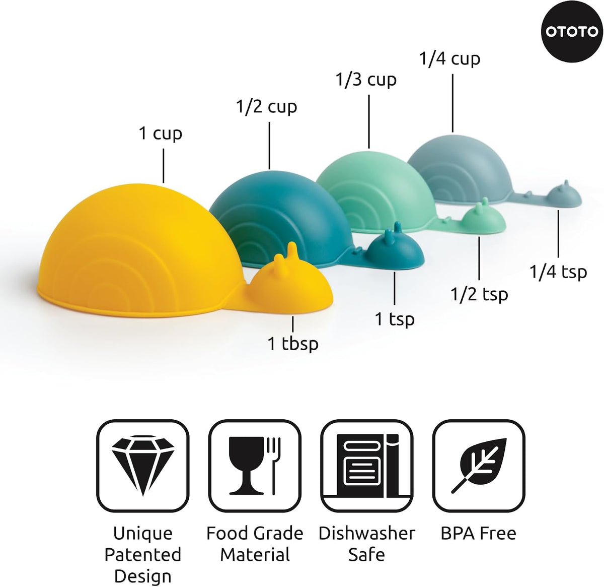 OTOTO Measuring Spoons Set - Teaspoons for Dry & Liquid Ingredients, BPA-free & Dishwasher Safe, Funny Gifts, Baking Accessories, Unique Kitchen Gadgets (Shelly)