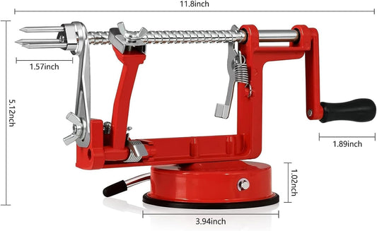 Apple Peeler Corer, 5 In 1 Apple Peeler Slicer Corer with Stainless Steel Blades and Powerful Suction Base for Apples and Potatoes(Ruby)