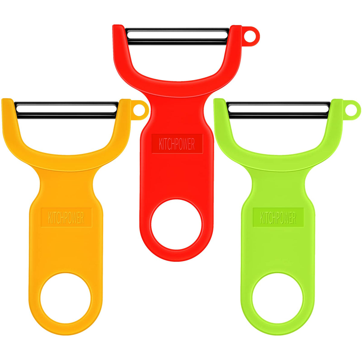Original Vegetable Peeler, Potato Peelers for kitchen Carbon Steel Blade 3-Pack Green/Orange/Black
