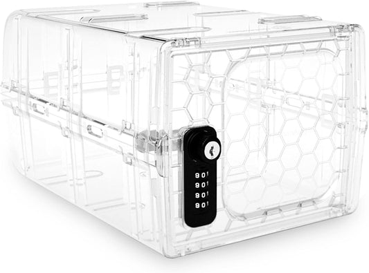 Urban August Combination Lock Box For Food & Medicine - Dual Combination & Keyed, Made of Industrial-Grade Plastic, One Size (Clear)