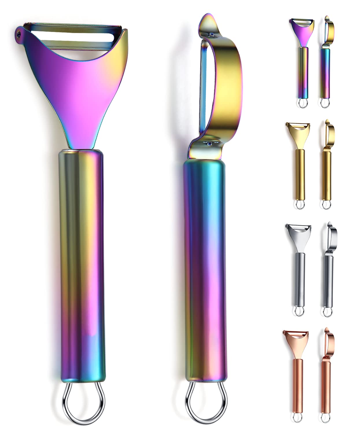 Gold Potato Vegetable And Fruit Peelers For Kitchen, Kyraton Titanium Gold Plating Stainless Steel Peelers,Sharp Blade And Ergonomic Non Slip Easy To Grip Set Of 2