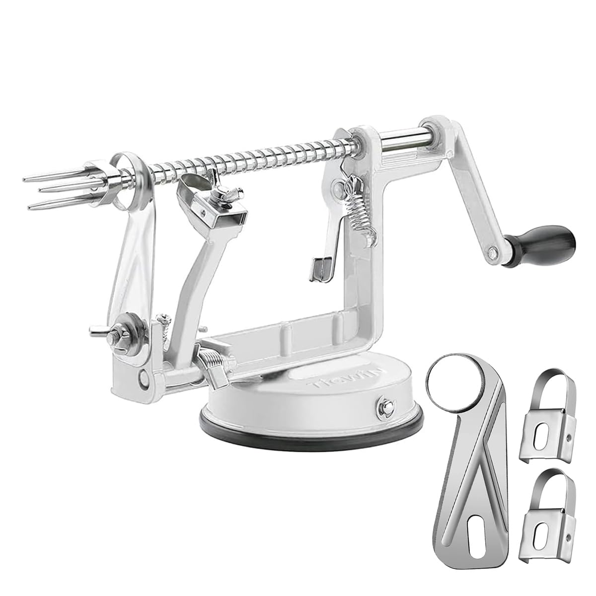 Apple Peeler Corer, Long lasting Chrome Cast Magnesium Alloy Apple Peeler Slicer Corer with Stainless Steel Blades and Powerful Suction Base for Apples and Potato(Blue)