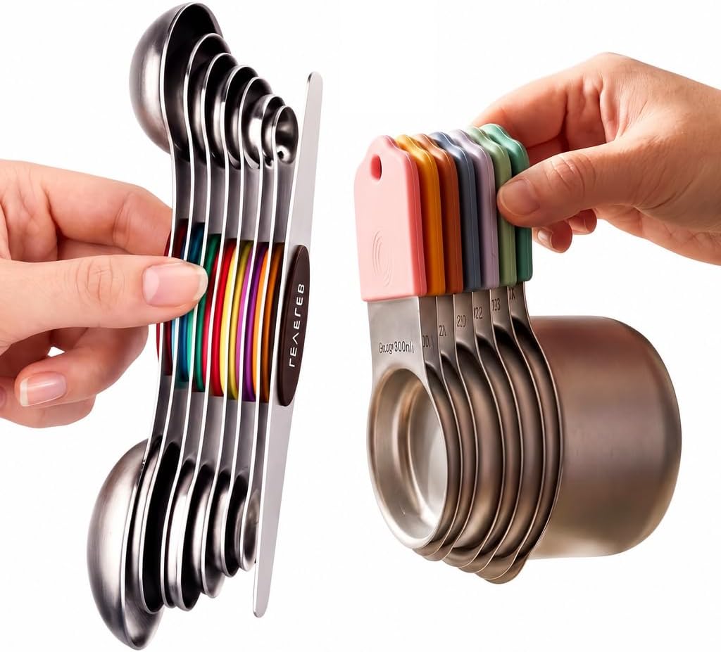 EDELIN Magnetic Measuring Cups & Spoons Set, Multicolour, 15 Sets
