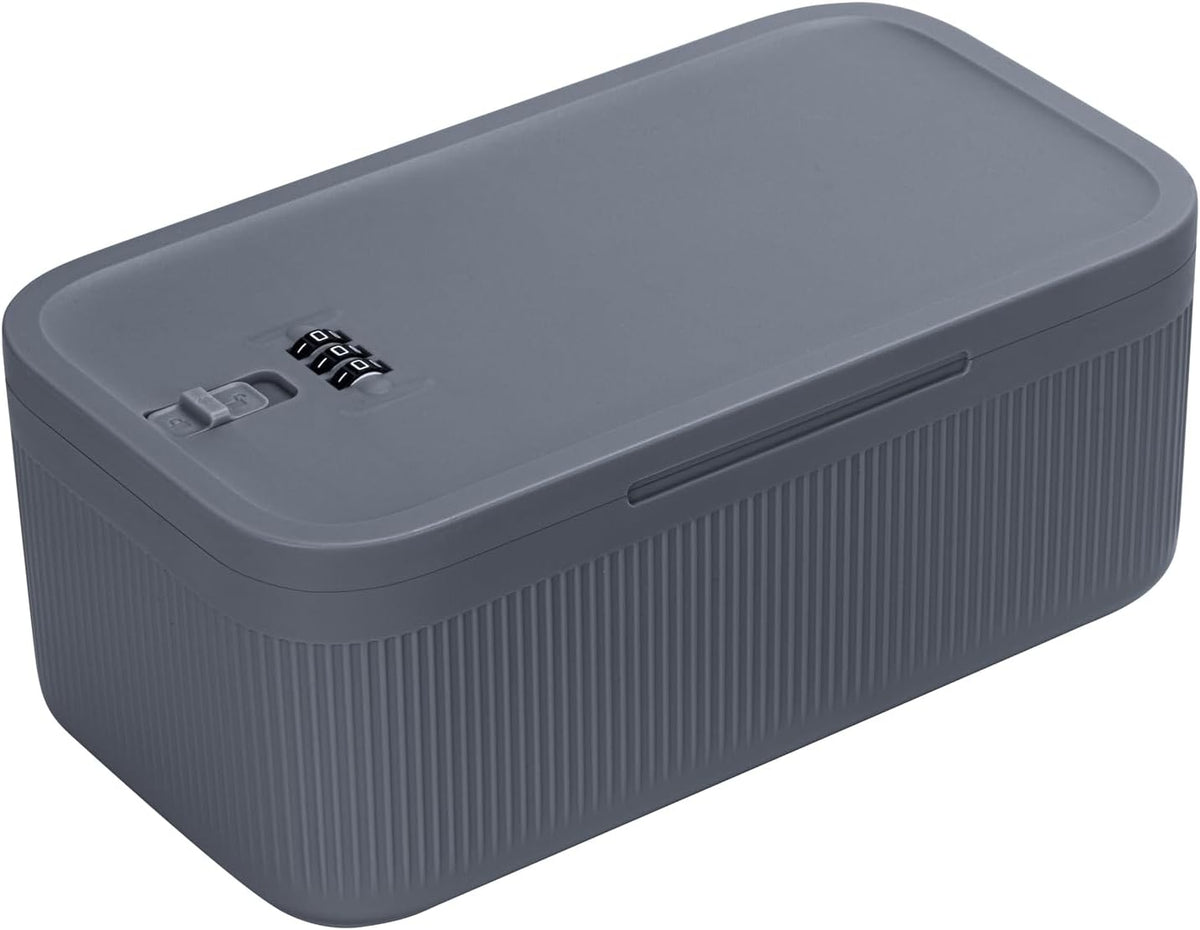 Lockable Storage Box,Medicine Lock Box Travel Case,Refrigerator Bin Container for Food,Medicines,Snacks,Locking Mobile Cell Phone Device Jail,Lockbox for Office,Home,School,Father Gift (Navy Small)