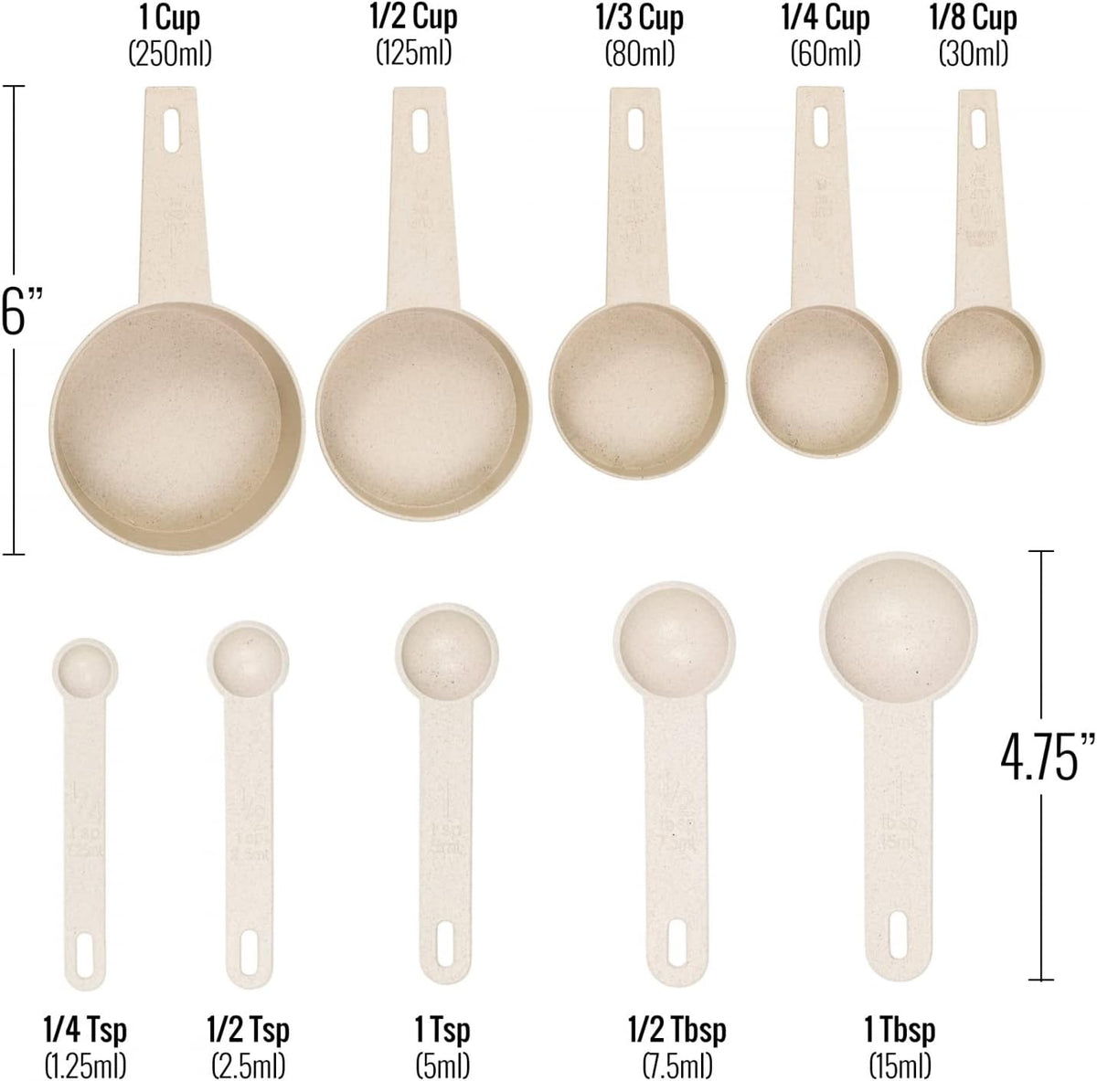 Beille Cream Wheat Straw 10PC Measuring Cups Spoons Set