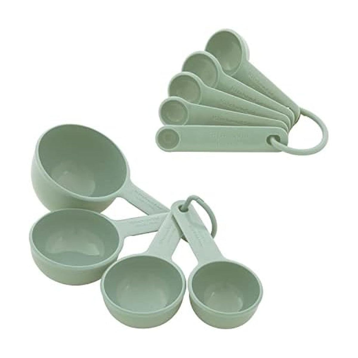 KitchenAid Universal Easy To Read Measuring Cup and Spoon Set with Soft Grip Handle for Maximum Control, Hang Hole and Nesting For Easy Storage, Dishwasher Safe, 9 Piece, White