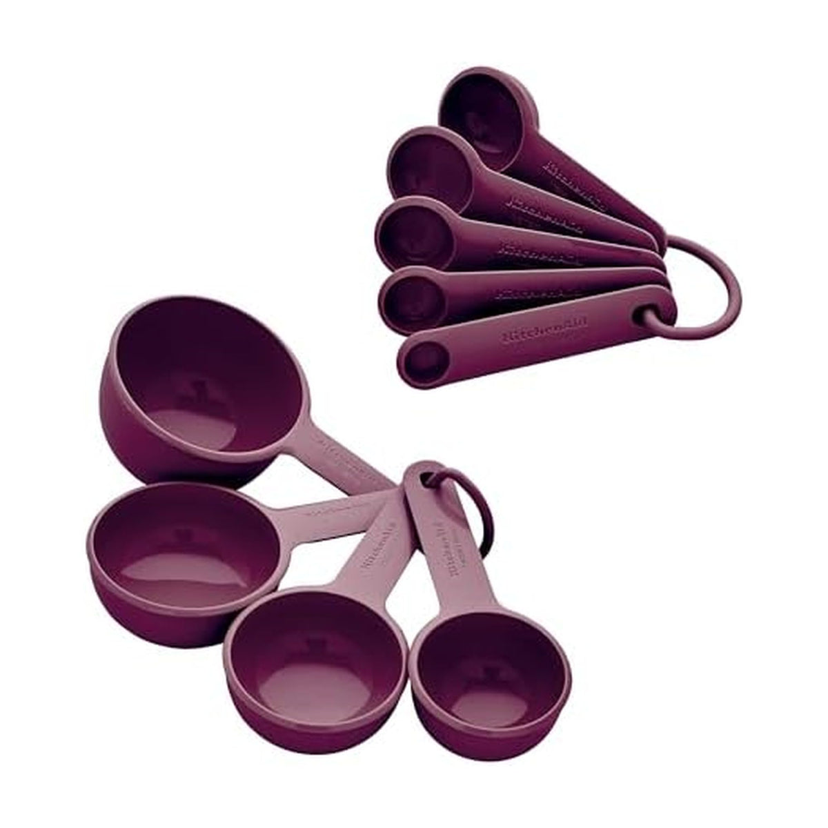 KitchenAid Universal Easy To Read Measuring Cup and Spoon Set with Soft Grip Handle for Maximum Control, Hang Hole and Nesting For Easy Storage, Dishwasher Safe, 9 Piece, White