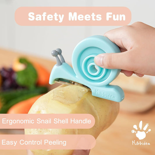 Kibbidea Vegetable Peeler, Kids Potato Fruit Peeler for Kitchen (Blue)